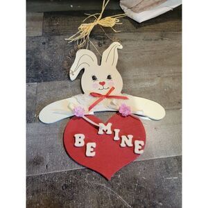 Valentine's wooden bunny be mine sign decor